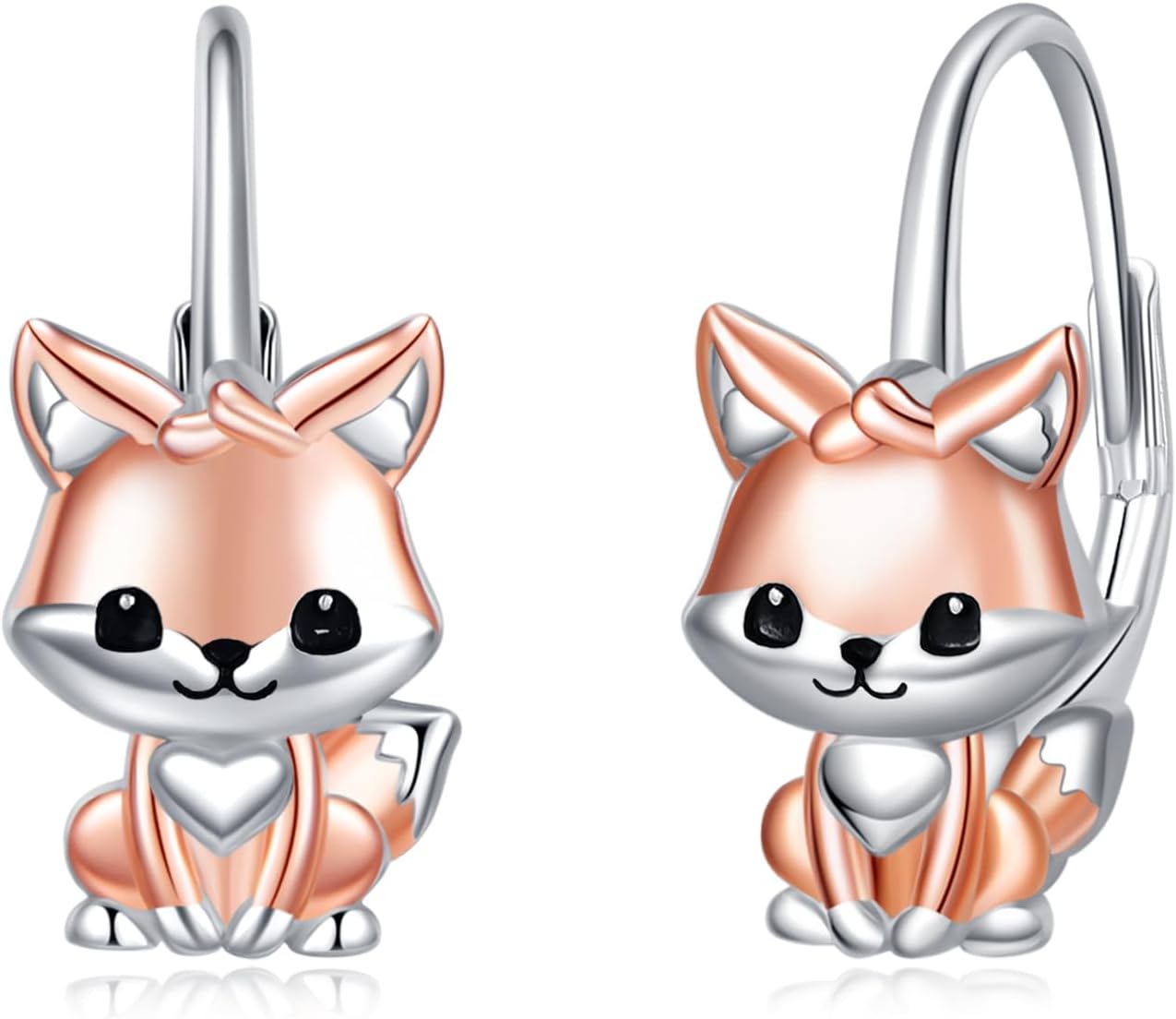 Fox/Frog/Deer/Owl/Sloth/Bunny Earrings 925 Sterling Silver Animal Earrings for Women Leverback Earrings Jewelry Gifts for Daughter Wife Girlfriend