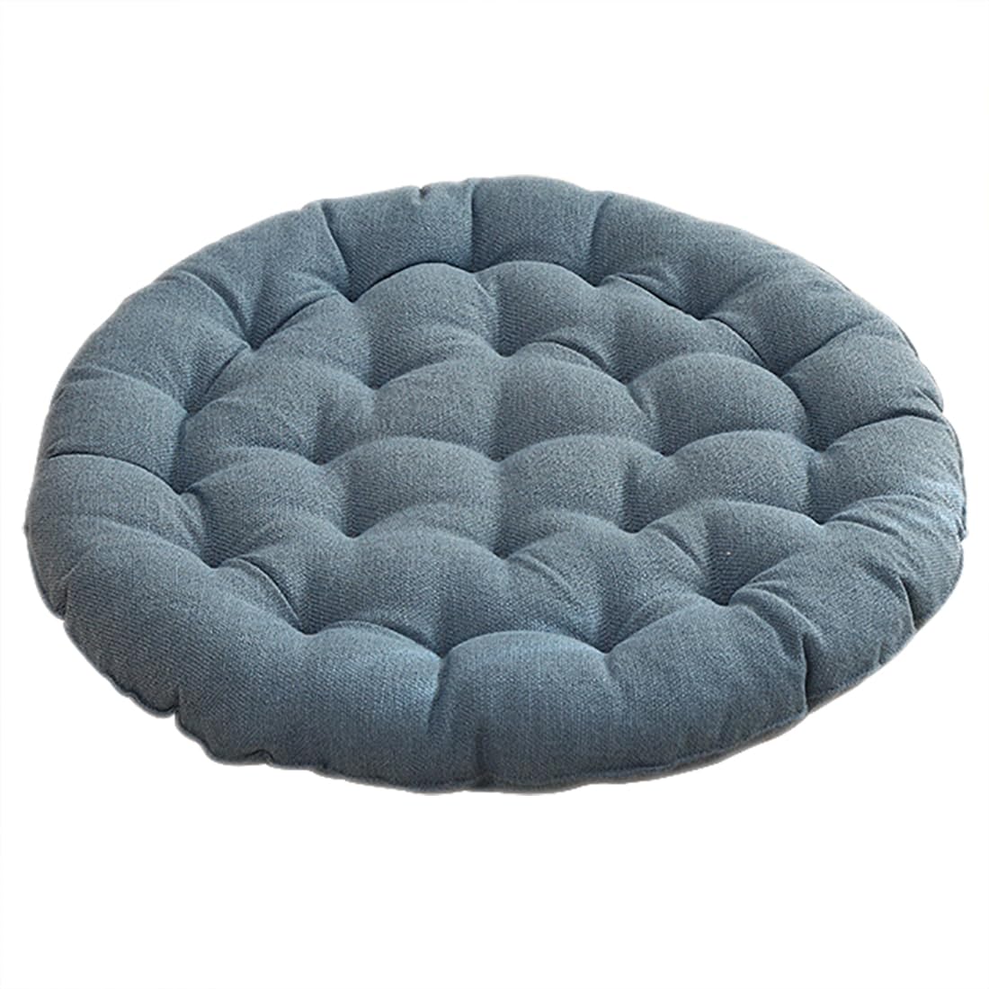 VHJdtE Seat Cushion, Large Round Linen|Pearl Cotton Filling Soft Comfortable Sitting Cushion|All-Season Relaxation Meditation(Blue,75cm(29.5in))