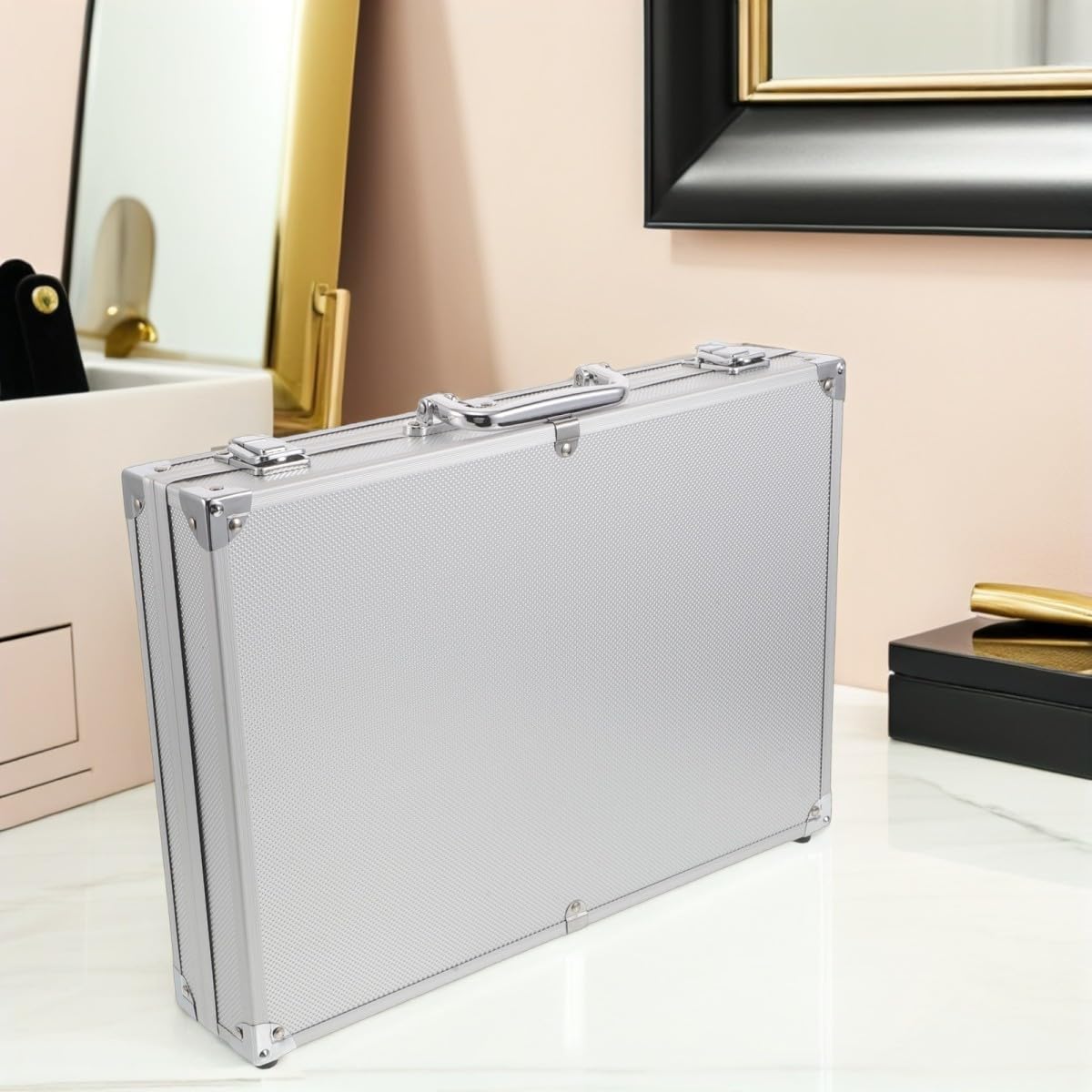 YARNOW Caja Organizadora para 18 Relojes Aleación de Aluminio, Superficie Mate y Cierre Llave, Estuche Portátil y Resistente para Coleccionistas y Uso Diario