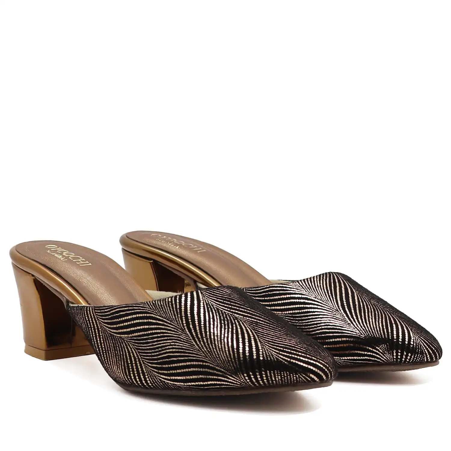 Ziya Mule for Women, Antique and Black, Textured, Cushioned Block Heel, Slip-On-picture-23