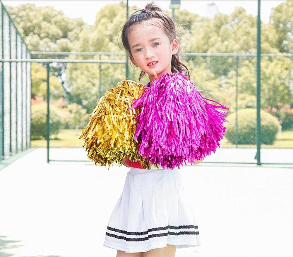 Pompon Da Cheerleader QUUPY Con Fiori - Per Eventi Sportivi E Feste, Rosso E Rosa, 58cm - Foto 5