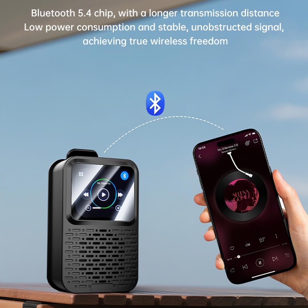Altavoz Bluetooth portátil con pantalla táctil LED, unidad de sonido de 40 mm, pantalla multifunción, IPX5 impermeable, Bluetooth 5.4, altavoz inteligente portátil