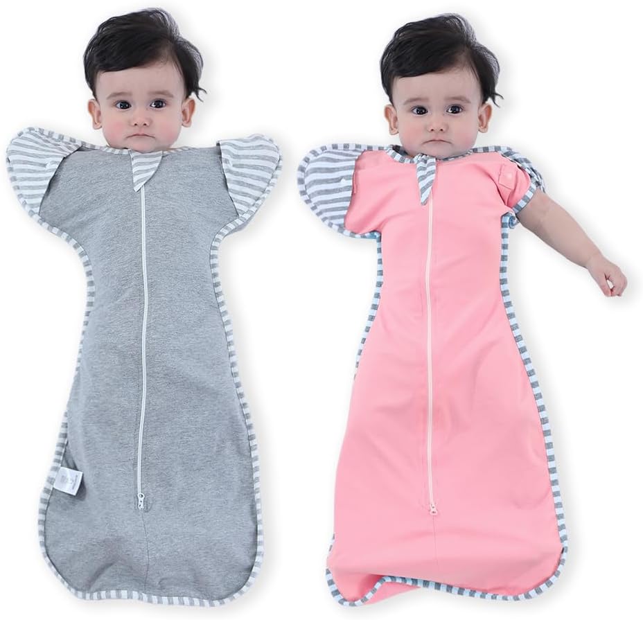 Bycc Bynn 2 Pack Sleeping Blanket Sack with High Sleeve,Transitions to Arms-Free Wearable Sleeping Bag for Baby pacify
