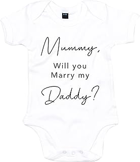 Creations by Chameleon Mummy, Will you marry my Daddy Printed White Baby Grow, Valentines proposal, Proposal Idea, Will you marry me Vest, Engagement, Proposal