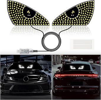 Devil Eyes Light for Cars,Dynamic Devil Eyes Led Car Lights,Devil Eyes Light for Car Windshield,USB Plug & Play Car Eyes LED Light with 12 Modes,Eye Signal Light for Car White