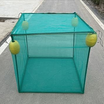 Bu Katlanabilir Yengeç Tuzağı, Naylon Ağlı Taşınabilir Yüzer Tutma Sepeti ve Plaj veya Tekne Kullanımı için Plastik Kaplı Çelik Çerçeve
