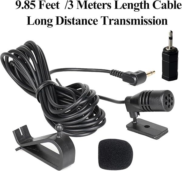 MICMXMO Microphone de Voiture 3,5 mm pour Autoradio Stéréo de Voiture, GPS, DVD, Micro de Rechange pour Sony Pioneer Kenwood Boss JVC Jensen Alpine avec Adaptateur 3,5 mm vers 2,5 mm - 5