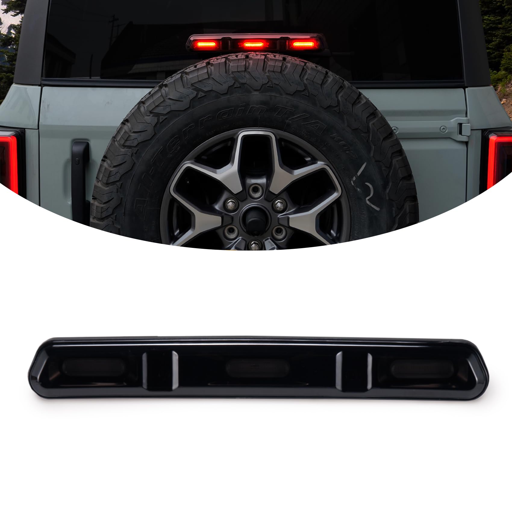 Kiwi Master Smoked LED 3rd Brake Light for 2021-2025 Ford Bronco Accessories Third Brake Light High Mount Stop Light
