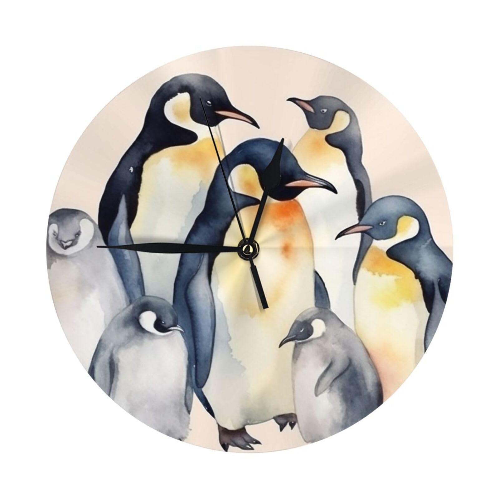 Horloge murale pingouins 25 cm silencieuse pour salon et bureau