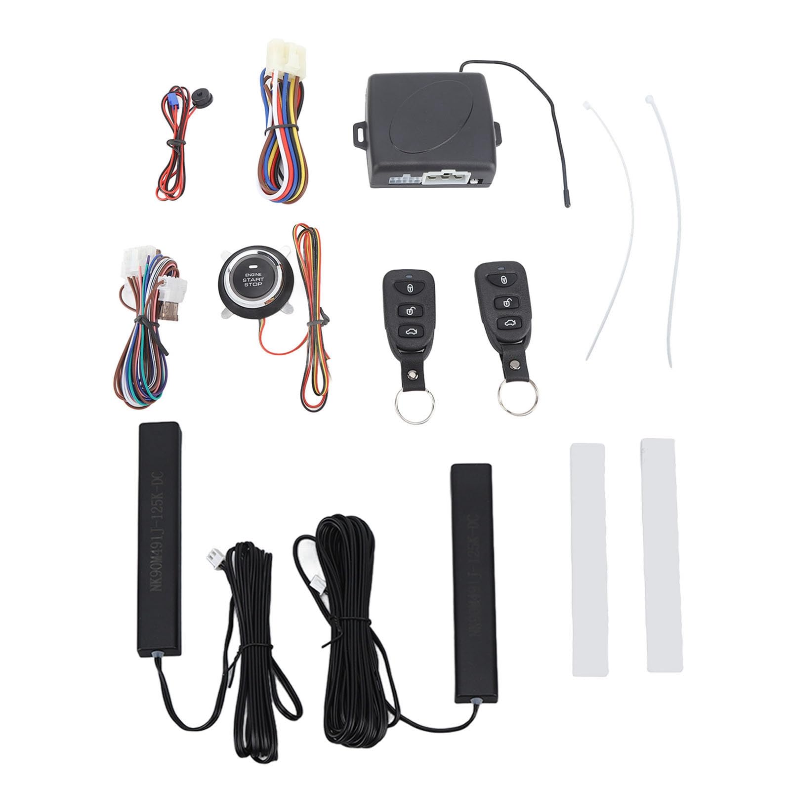de Entrada sin Llave para Coche DC 12V con botón de Arranque y Parada del Motor y Alarma antirrobo con Control Remoto Bluetooth (Sin Bluetooth)