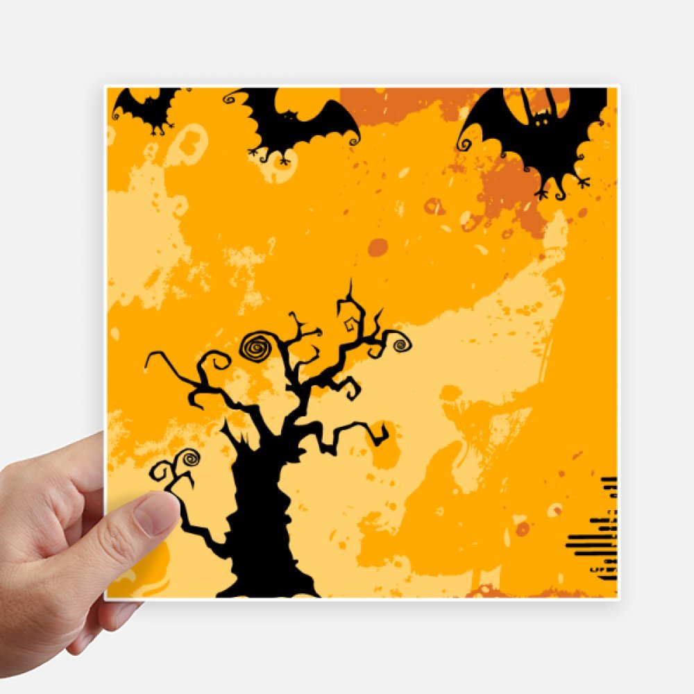 Autocollant carré Halloween Ghost Arbre Peur décoratif 20 cm pour valise et mur