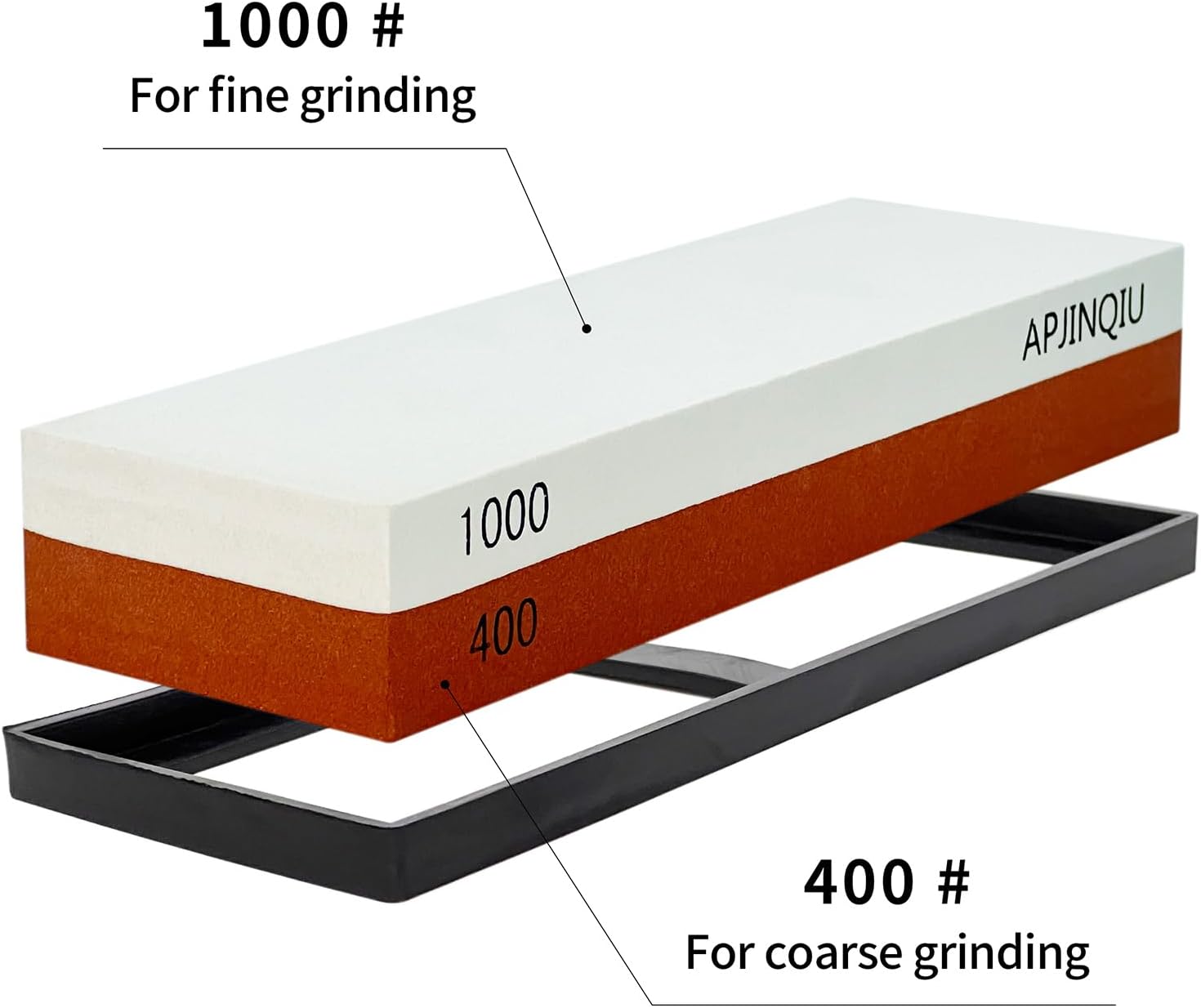 Knife Sharpening Stone Block Whetstone 400/1000 Dual Grit | Premium Material 2 Side Wet Sharpener Set Kitchen Tool for Sharping Knives, 2 Non-slip Rubber Base
