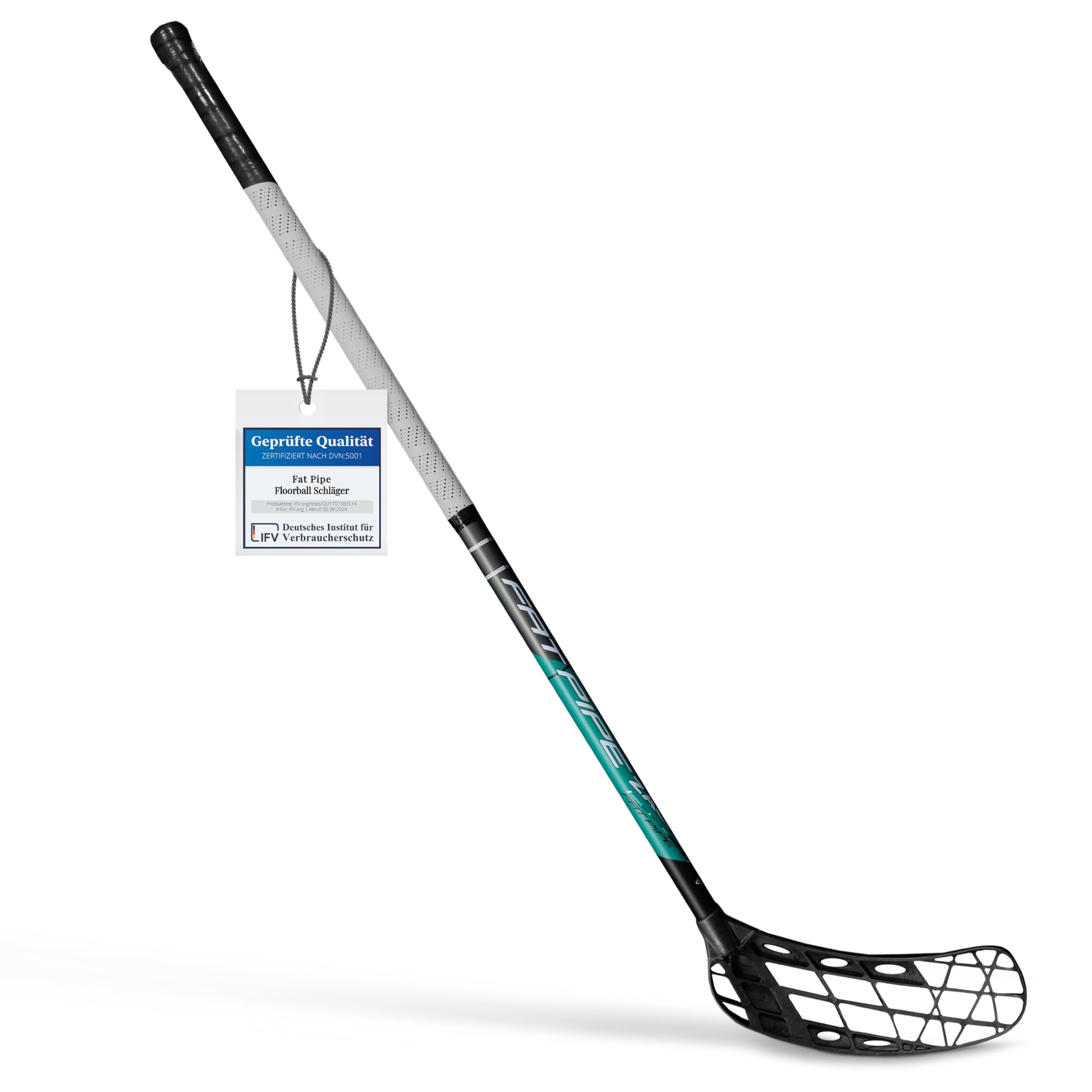 FAT PIPE Floorball Schläger Unihockey Stock Zack 33 Bone - Coral Green - IFF Zertifiziert, mit Bone Schaufel/Kelle