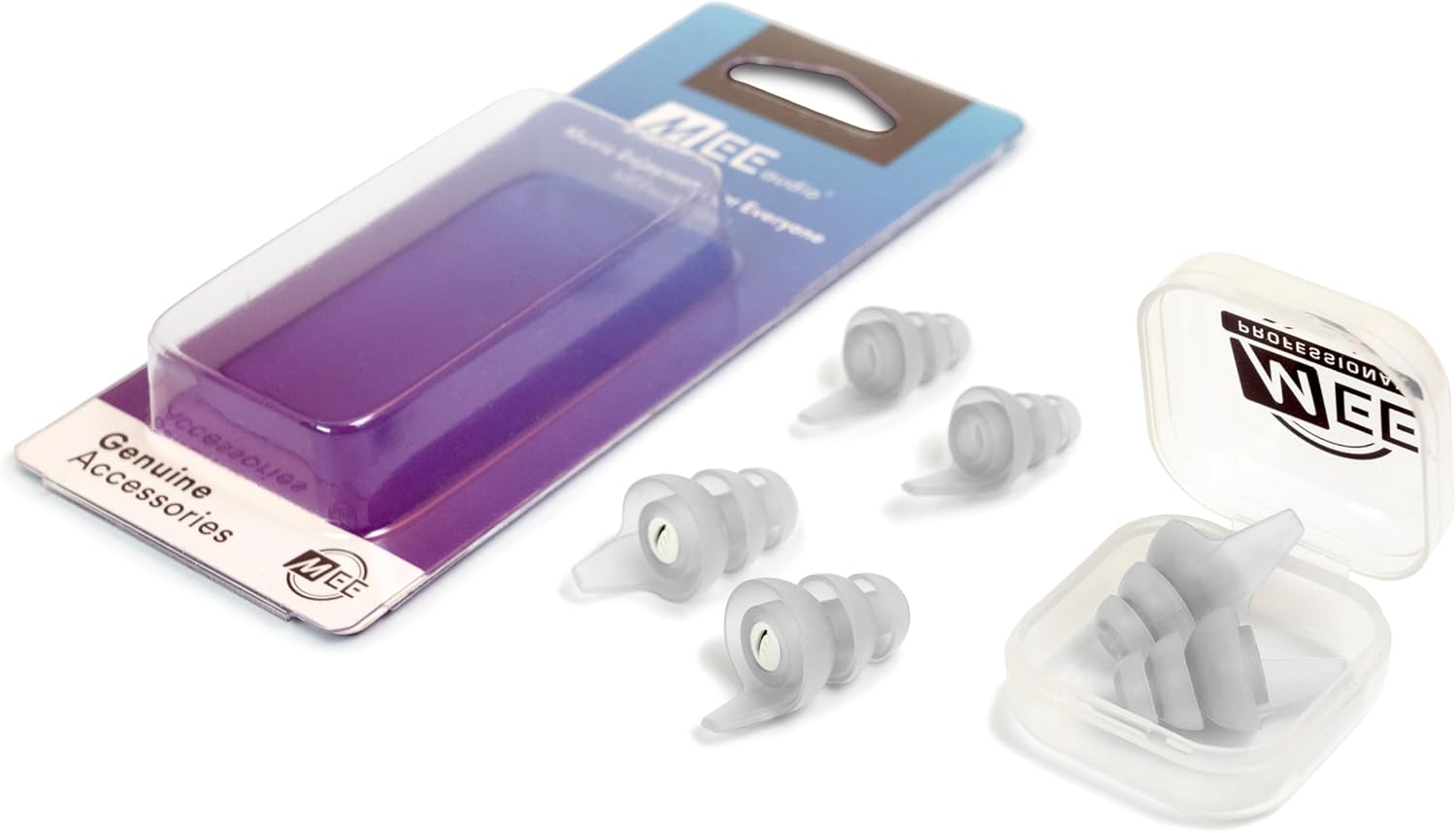 MEE audio Universal High Fidelity 25db Flat Response Filtered Earplugs (Includes 3 Sizes - S/M/L, Clear)