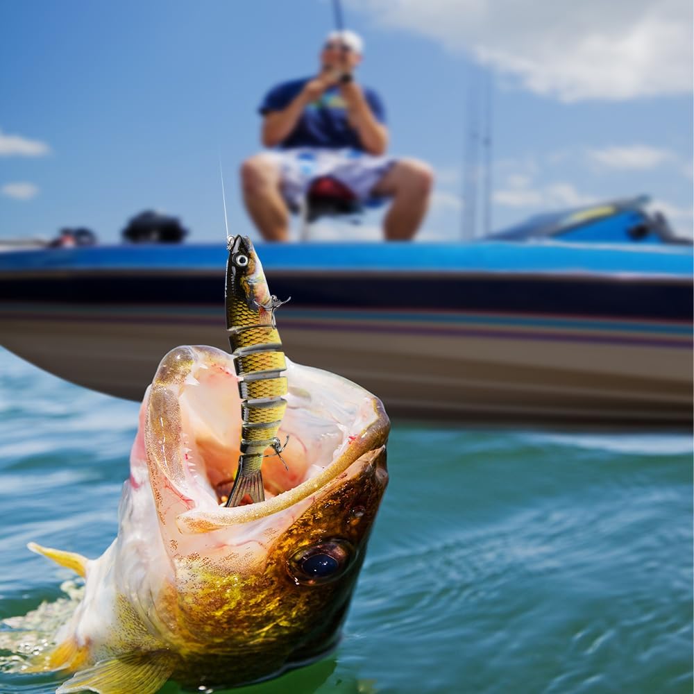 Bionic Fish, Easy Catch Hooks, Magic Noisy Wiggling and Vibrating Actions for More Bites, Lifelike Fishing Lures for Bass Trout Walleye Crappie, Strongest Dyneema Fiber Jointed Swimbaits