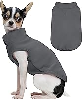 Vista 29 de FUAMEY Chaleco de forro polar para perros pequeños, sudaderas cálidas y elásticas para perros con agujero para correa, suéter suave de cuello alto