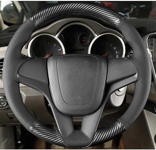 ChrySm Funda de cuero negro para volante de automóvil, para Chevrolet Cruze 2009-2014 Aveo 2011-2014 Orlando 2010-2015