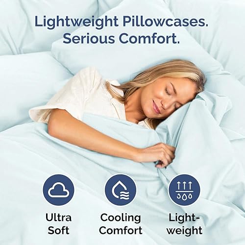 Miniatura 3 de CGK Unlimited - Juego de funda de almohada Queen de microfibra premium, azul hielo, 2 piezas