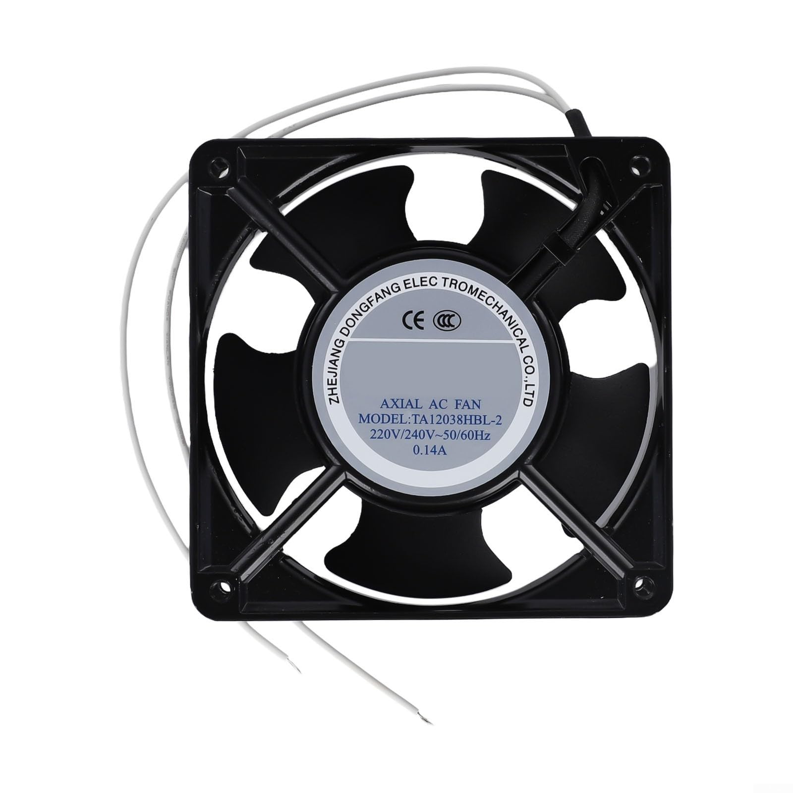 Ventilador axial para casete de chimenea, alta temperatura, aspas metálicas, silencioso, intercambiable, negro, 120 x 120 x 38 mm