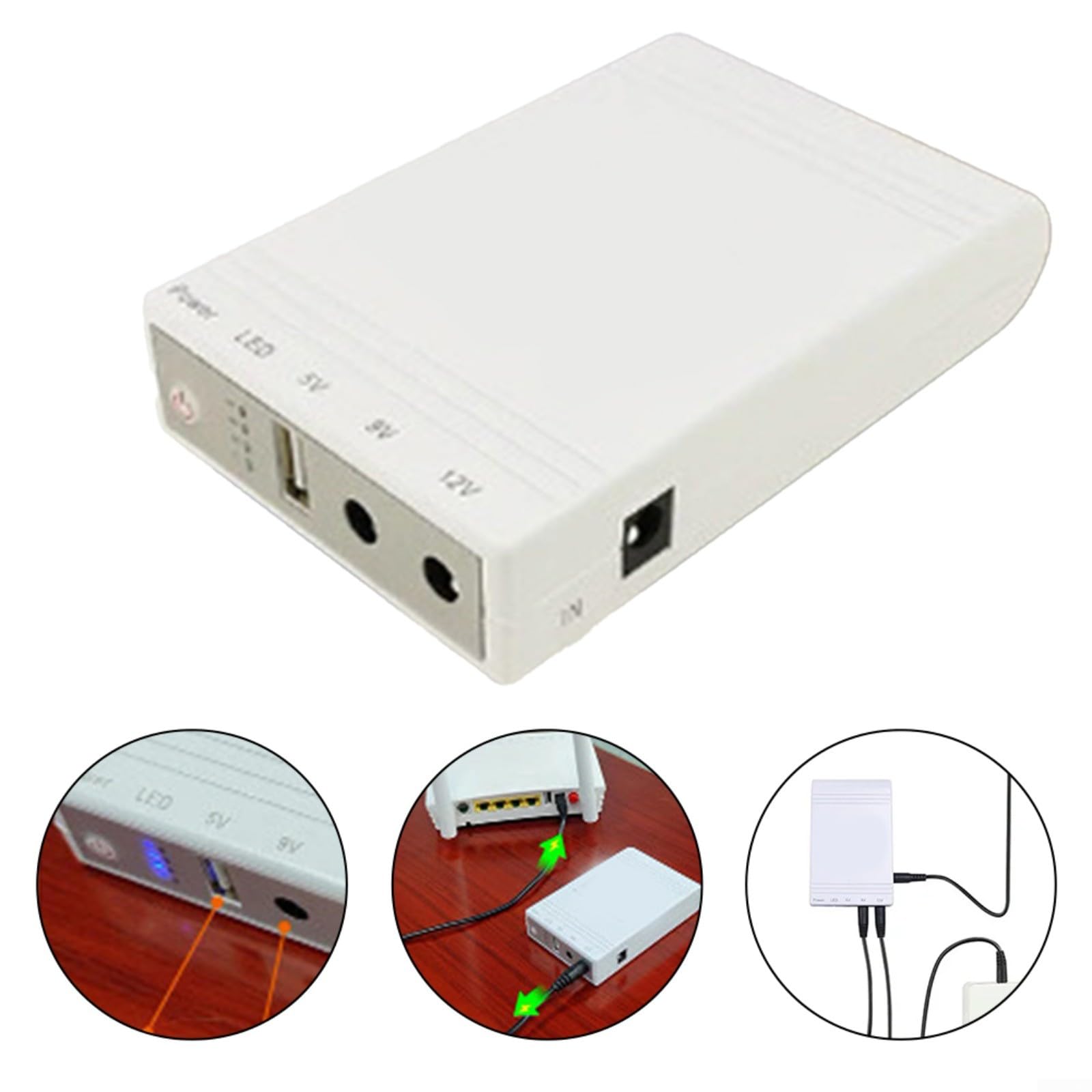 HpLive Mini UPS Fuente de alimentación ininterrumpida, monitor router de respaldo, 10400 mAh, mini ups, DC12 V, 9 V, 5 V, fCür módem, router, cámara CPE