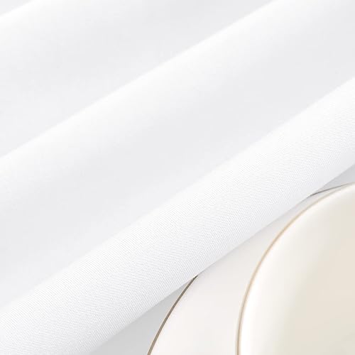 Miniatura 8 de Paquete de 12 manteles redondos blancos de poliéster de 120 pulgadas, tela lavable, resistente a las manchas y a las arrugas, para bodas, fiestas