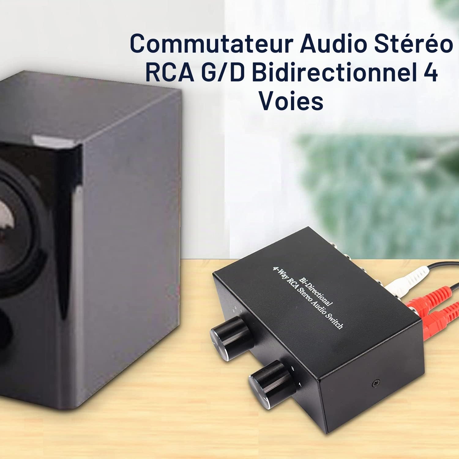 XMSJSIY Commutateur Audio stéréo RCA bidirectionnel à 4 Voies, 2 entrées 4 Sorties ou 4 entrées 2 Sorties, commutateur Audio RCA L/R Canal répartiteur Audio boîte de Commutation (RCA 2 x 4/4 x 2)