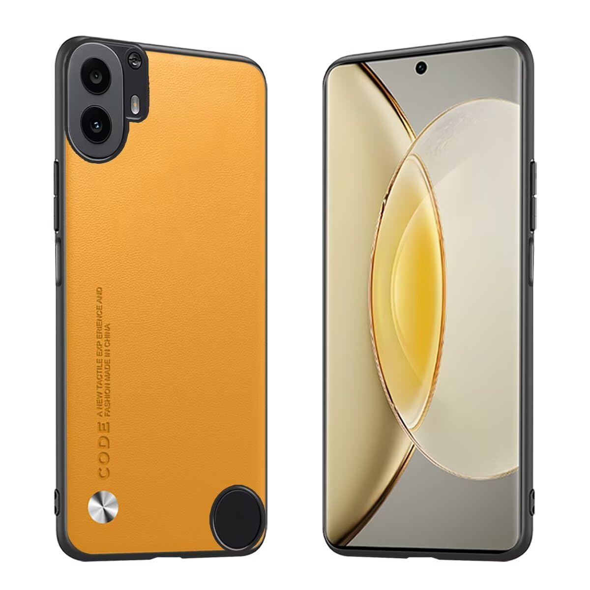 Etui pasuje do telefonu CMF 1 (6,67 cala), metalowa skórzana osłona z serii CODE - żółty