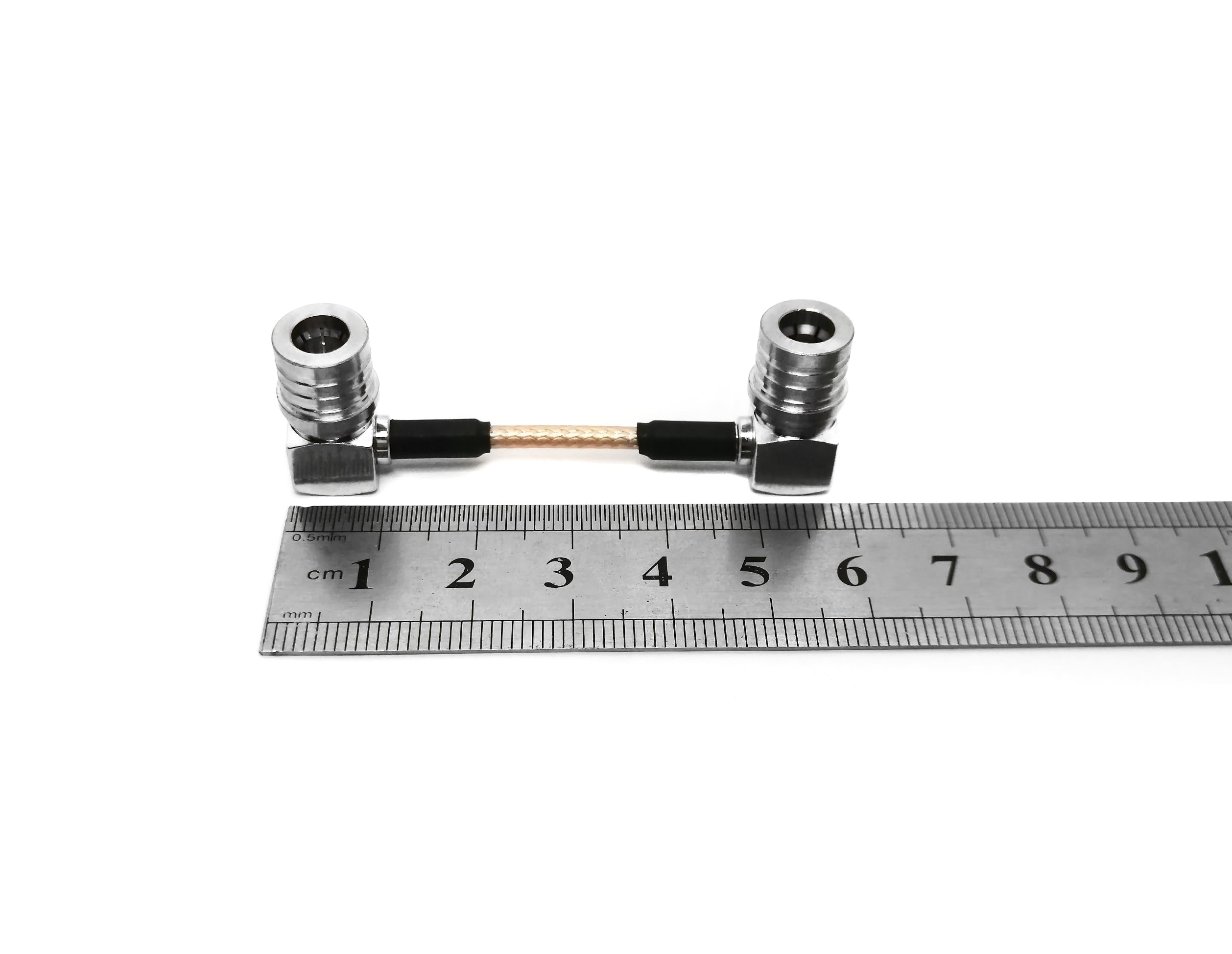 Cable de extensión RG316 QMA macho en ángulo de 2 pulgadas a QMA macho en ángulo - Conector coaxial de 50 ohmios