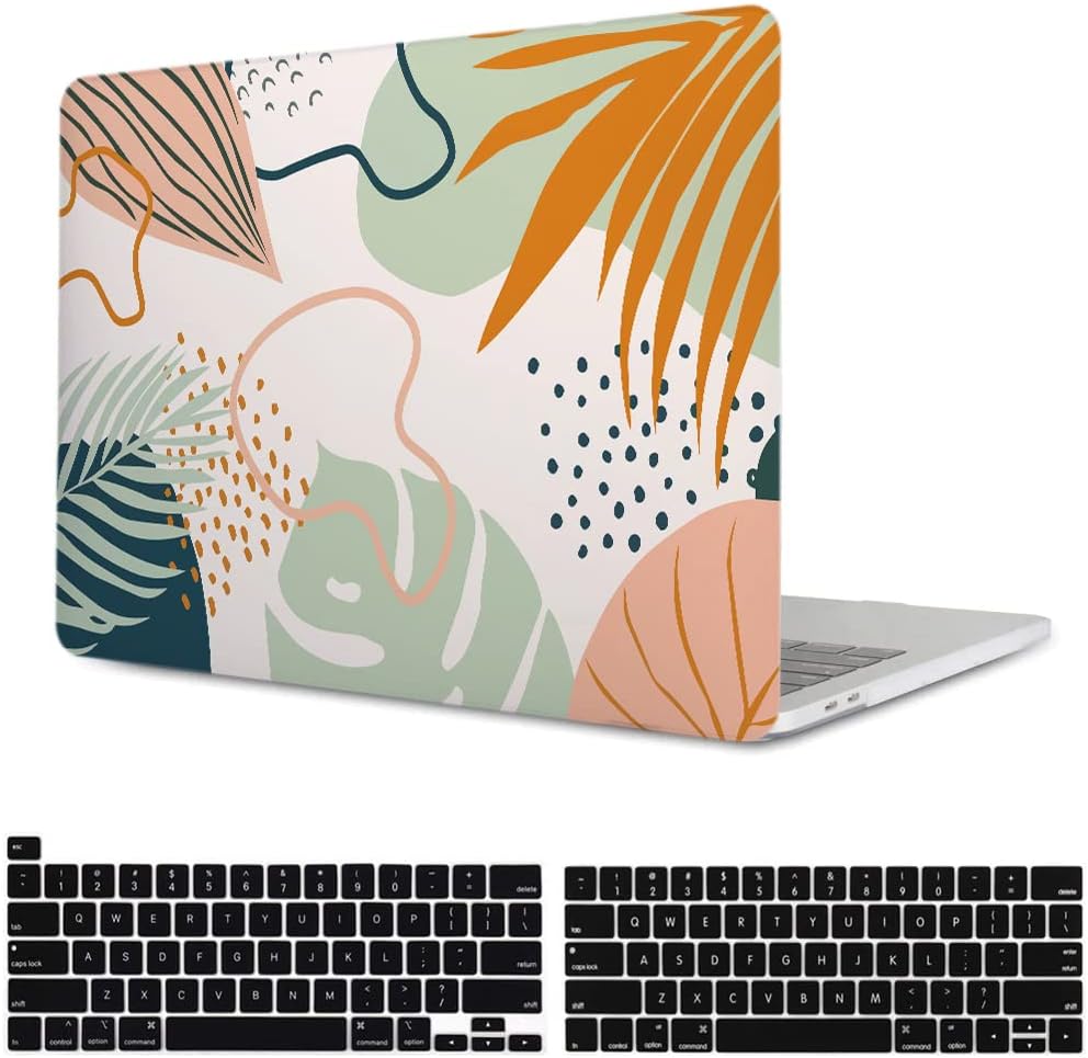 KSK KAISHEK Case for MacBook Pro 13 inch with Touch Bar 2016 2017 2018 2019 2021 2022, A2338 M1 M2 A2289 A2251 A2159 A1989 A1708 A1706, Plastic Protective Case & Keyboard Cover, Plant Leaves