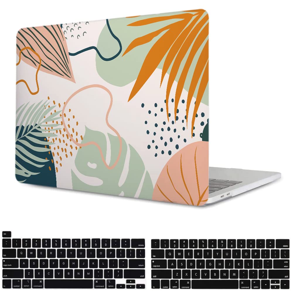 KSK KAISHEK Case for MacBook Pro 13 inch with Touch Bar 2016 2017 2018 2019 2021 2022, A2338 M1 M2 A2289 A2251 A2159 A1989 A1708 A1706, Plastic Protective Case & Keyboard Cover, Plant Leaves