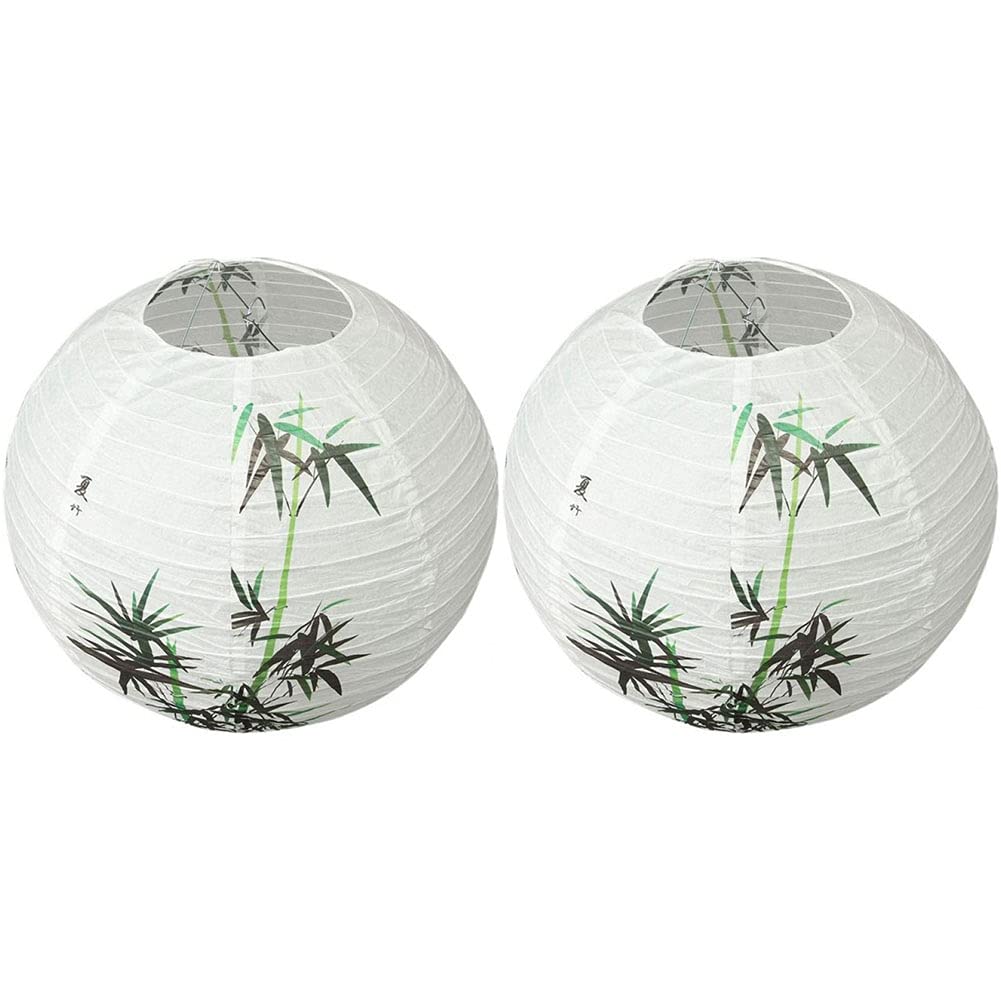 Zonster 2pcs Lampshade Paper Lantern 35cm Chinese Bamboo Pattern Lampshade Oriental Style Light Decoration Gift for Kids Children