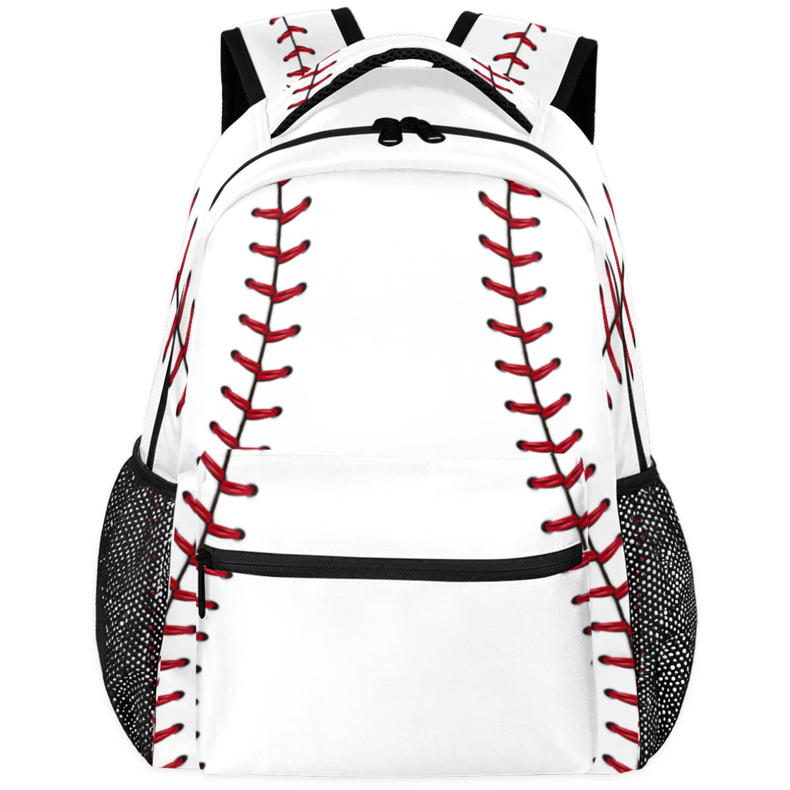 Baseball Ball Print Pattern Large Backpack Rucksack Book Bag Travel Hiking School Bag for Adult Boys Girls