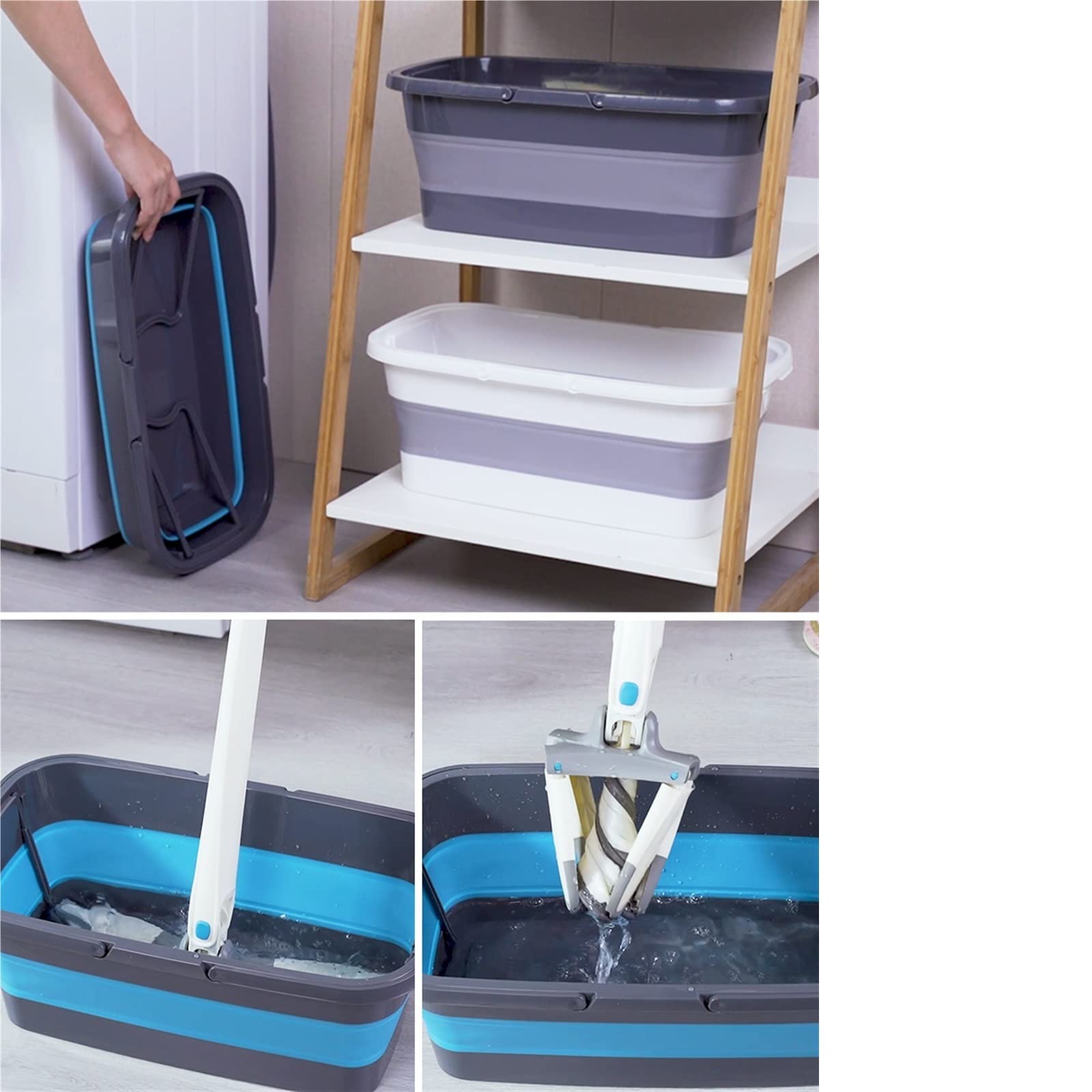 Tragbarer Falteimer – Ideal für Zuhause, Angeln, Camping, Reisen und Reinigungsaktivitäten im Freien – Praktisch zum Autowaschen und Wischen – Farbe: Grau
