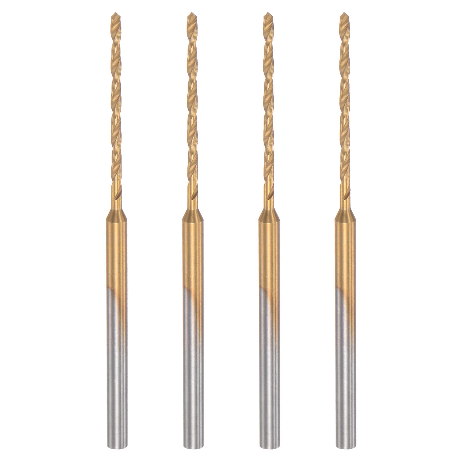 sourcing map 4Pcs Mini Twist Drill Bit, 1.2mm Micro Engraving Drill Bits, High-Speed Steel 2.35mm Shank Titanium Coated for DIY Resin, Amber and Wood