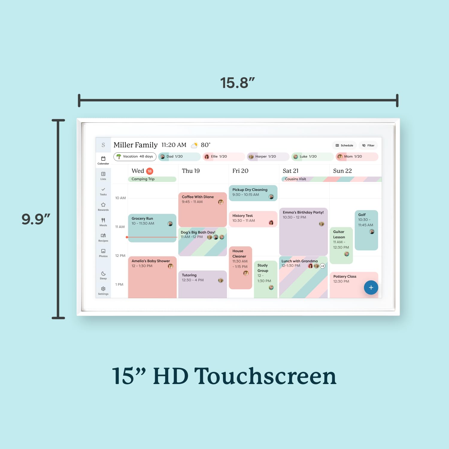 Skylight Calendar: 15-inch Wall Planner Digital Calendar & Chore Chart, Smart Touchscreen Interactive Display for Family Schedules – Wall Mount Included, Great for Organizing Your 2026 Calendar - 5