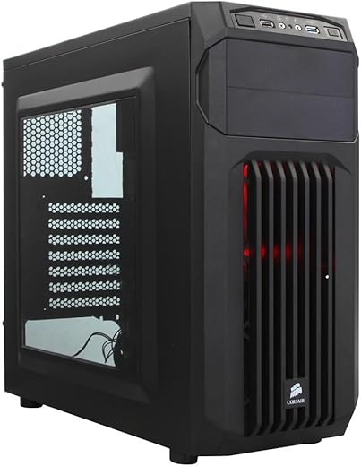 Corsair Carbide Series CC-9011050-WW Mid-Tower Steel Gaming Case with Red LED (Black)