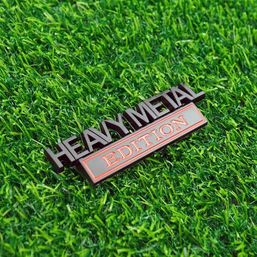 Image of Pair Set Heavy Metal Edition Emblem 3D Fender Badge Decal Sticker Nameplate for Universal Vehicle, Car, Truck, SUV Motorcycle Accessories (Black Red)