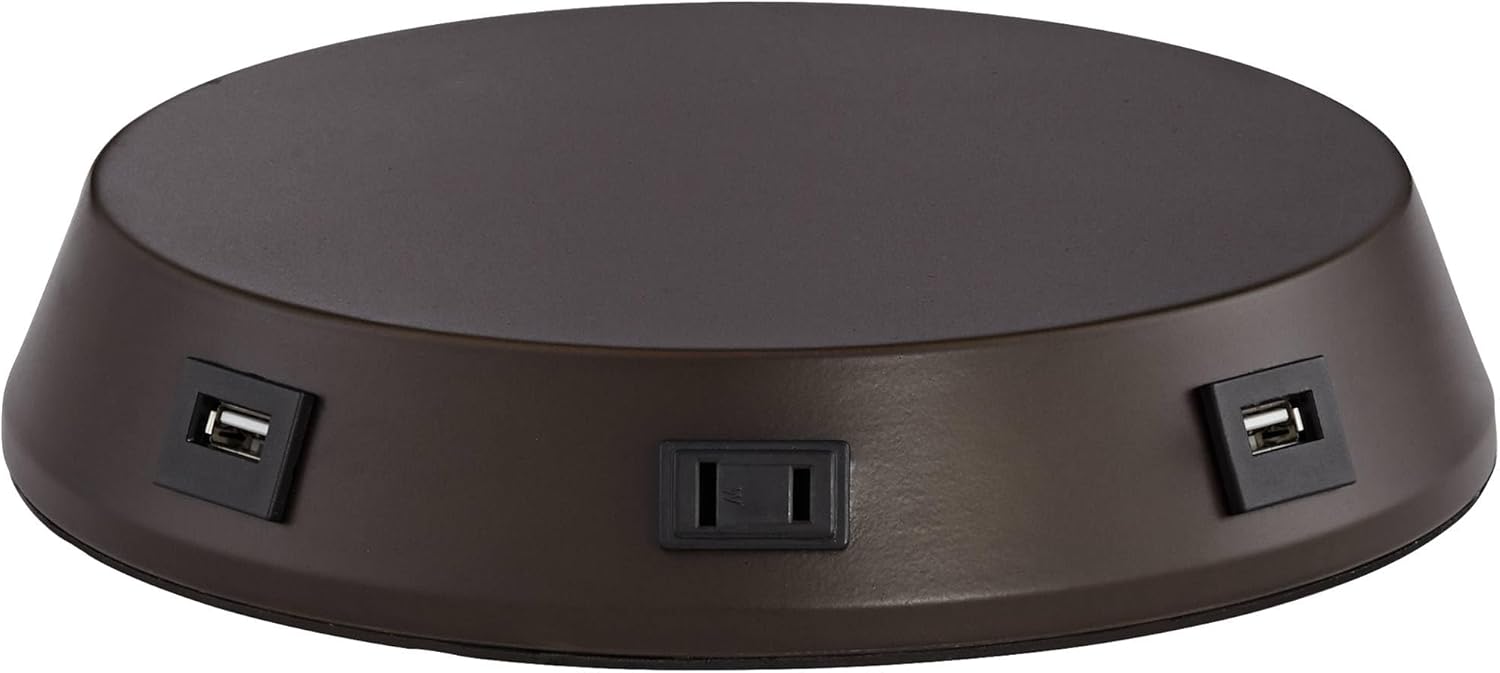 360 Lighting Modern Workstation Table Lamp Base with USB Charging Ports A+C and AC Power Outlet Universal Bronze Touch On Off Sensor for Living Room Bedroom House Bedside Nightstand Home Office