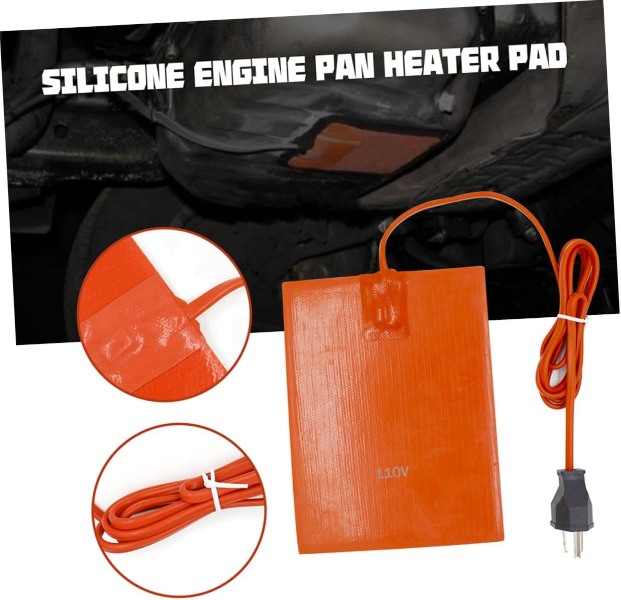 PRETYZOOM Engine Silicone Heater Pad 300W 6 x8 Oil Pan for Engine Block and Hydraulic Fluid Supply