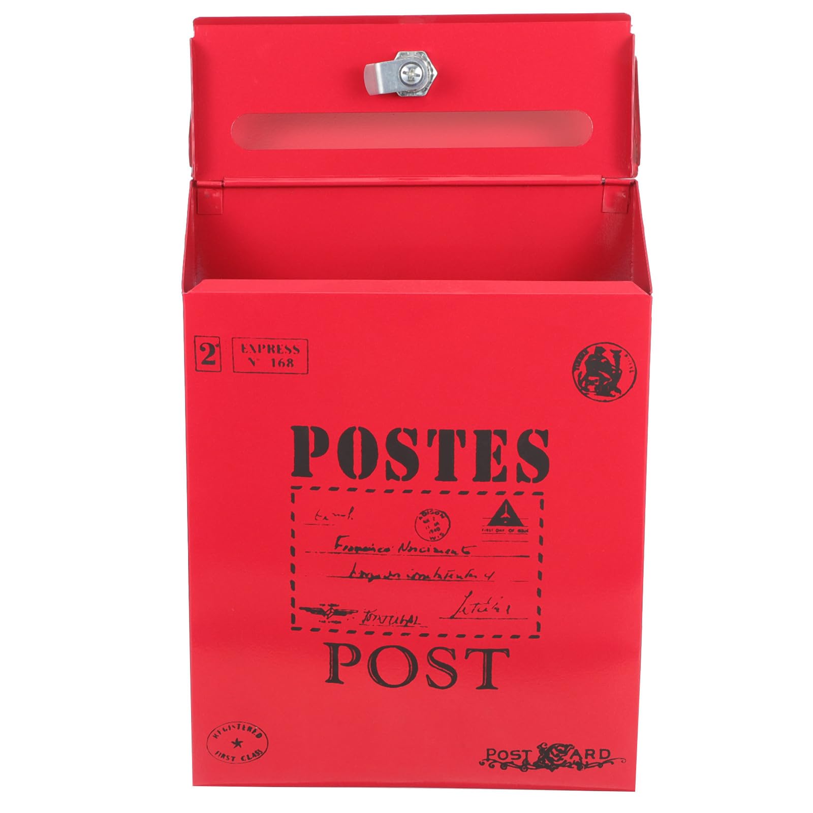 Baluue Cassetta Postale in Ferro Vintage Stile Americano Rossa con Serratura, Facile Installazione e Struttura Robusta per Casa e Ufficio