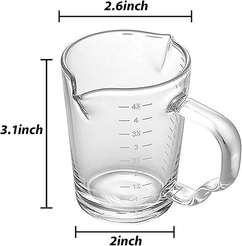 Miniatura 6 de Taza medidora de vidrio de 4 12 onzas con doble boquilla para café expreso, vaso graduado con mango aislado, jarra triple de escala transparente,