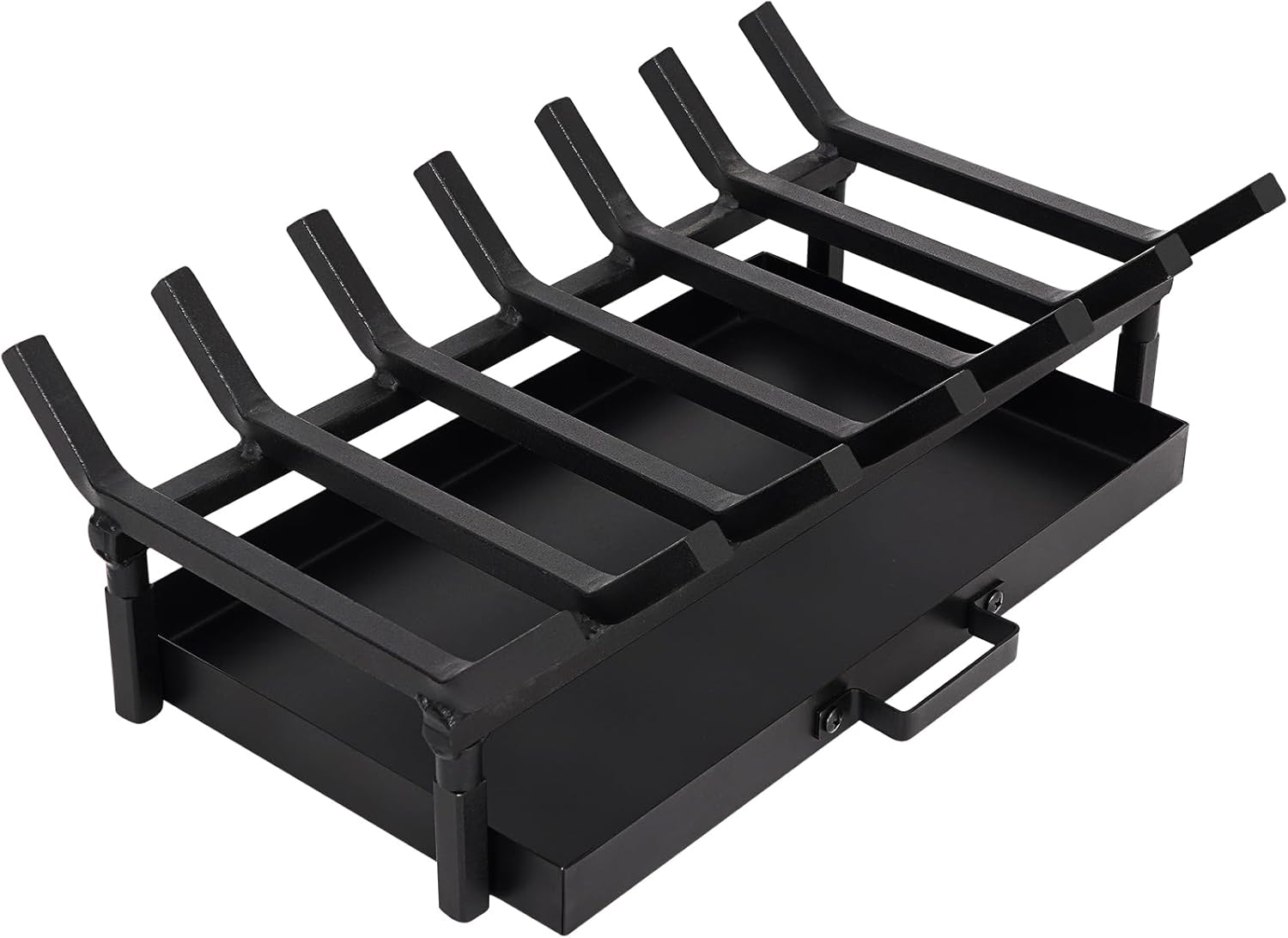 Fireplace Grate with Fireplace Tray Ash Pan,Fireplace Log Holder,Easy-Assembly Fireplace Grates Heavy Duty Cast Iron,Fireplace Tray for Ash Collection with Handle for Indoor Outdoor Firepit (20 inch)