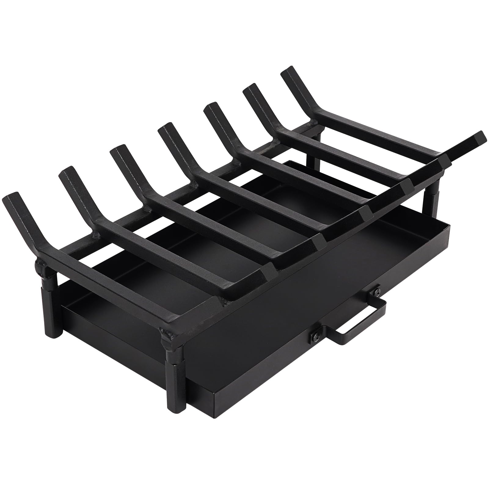 Photo 1 of Fireplace Grate with Fireplace Tray Ash Pan,Fireplace Log Holder,Easy-Assembly Fireplace Grates Heavy Duty Cast Iron,Fireplace Tray for Ash Collection with Handle for Indoor Outdoor Firepit (20 inch)