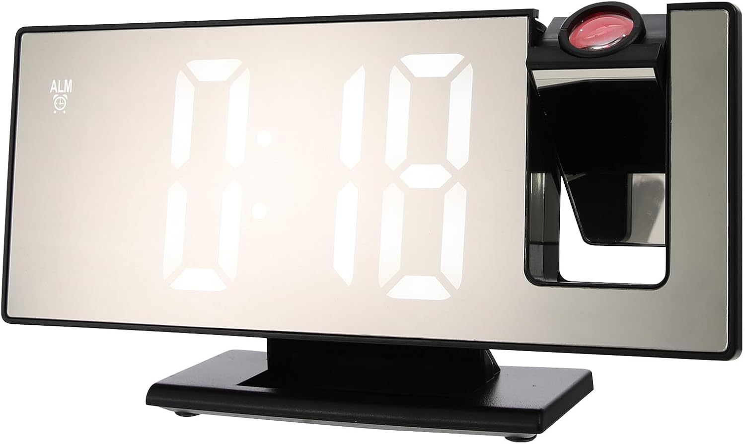 Multifunctional Digital Projection Alarm Clock with Light Mode Silent Nightlight Smart Desk Clock for Bedroom Office School Use Wear-Resistant Design with Large Mirror Screen