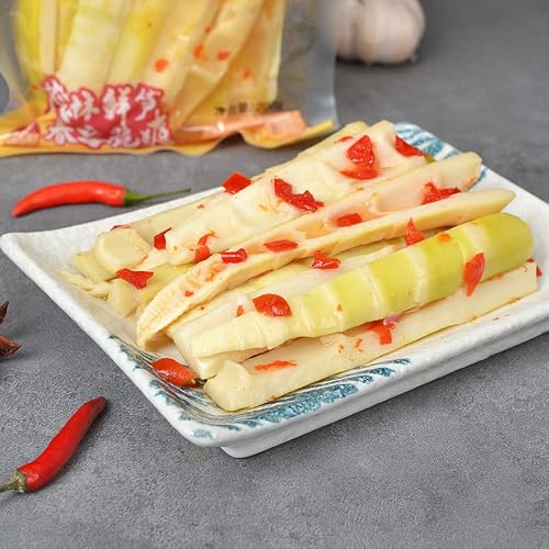 Instant Hand Peeled Bamboo Shoots 200G/Pack, Pickled Vegetables, Spicy Pickled Pepper Crispy Bamboo Shoots, Fresh Mountain Pepper Bamboo Shoots, Ready-To-Eat Chinese Snacks (1 Pack) #TOP4