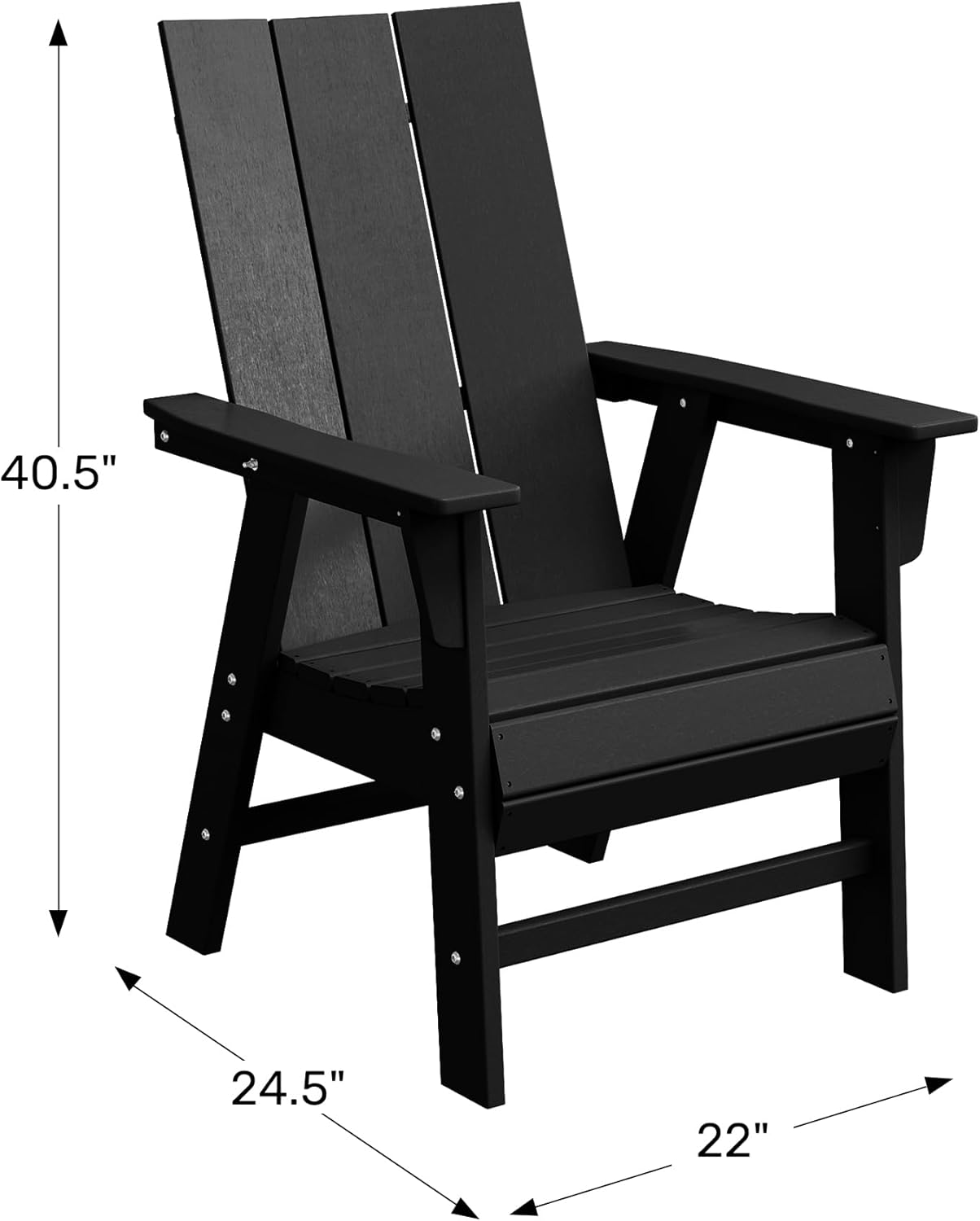 WestinTrends Ashore Outdoor Patio HDPE Plastic Modern Adirondack Dining Chair Black