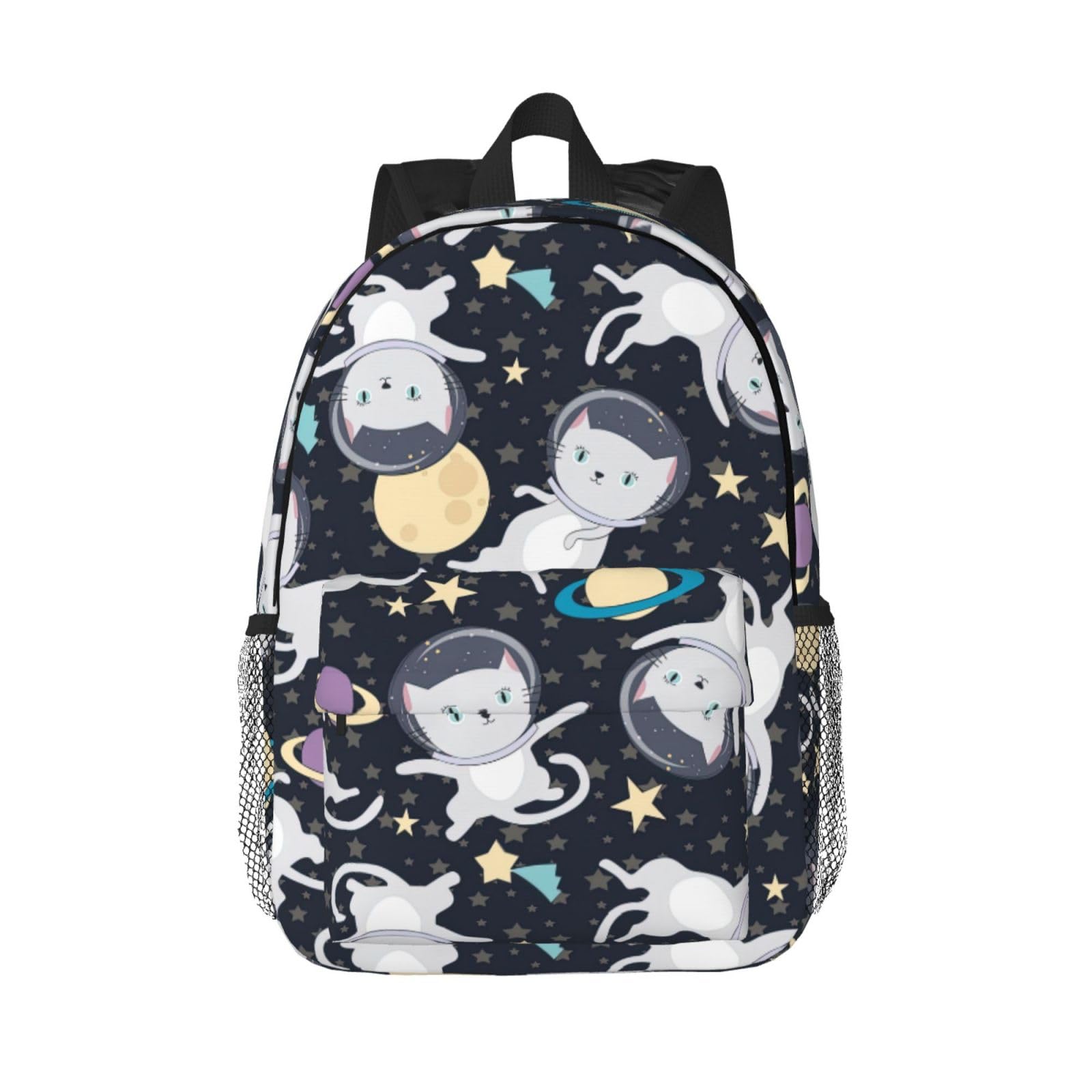 Oazcvbnn Unisex Black Fun Cat Astronaut Print Convenience School Backpack Travel College Bookbag Teens Adults Daily Commutes