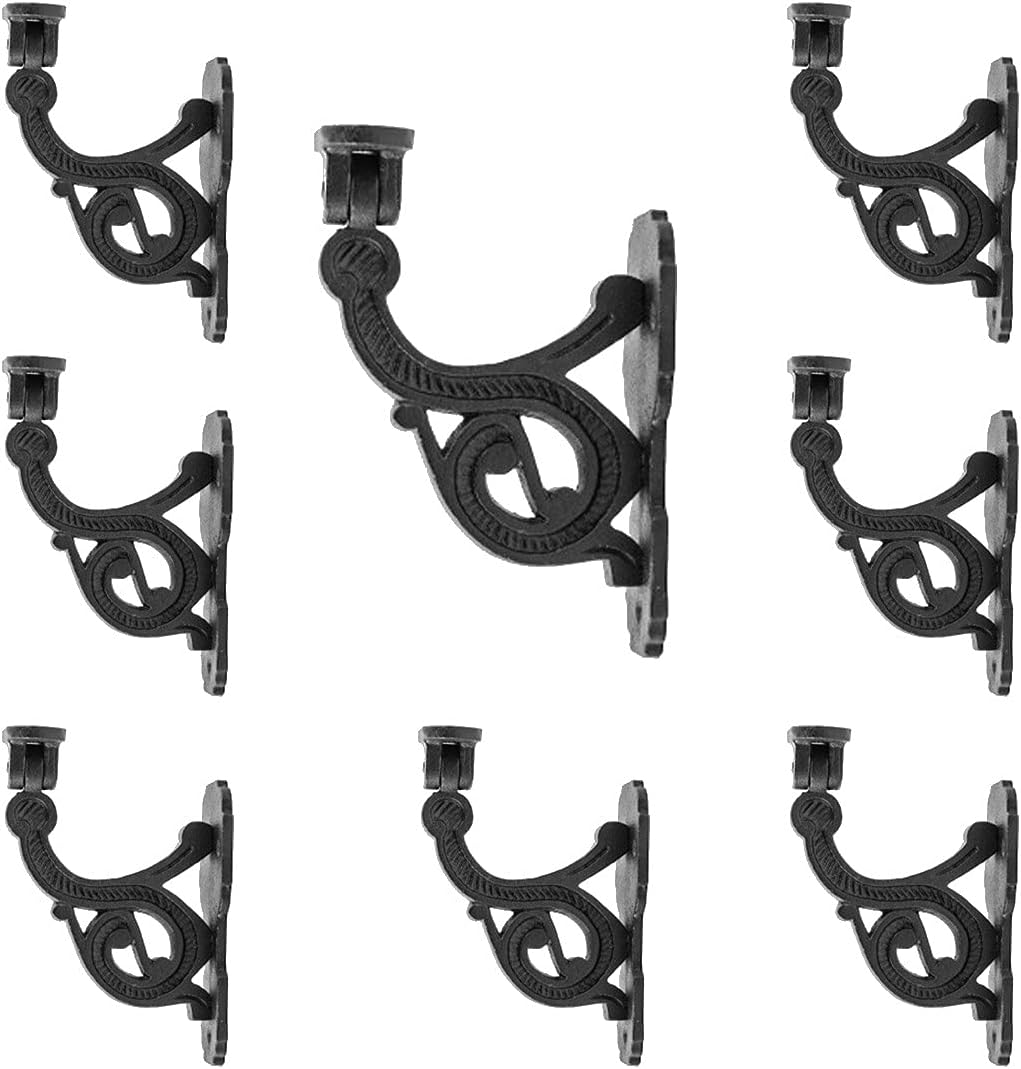 Renovators Supply Manufacturing Handrail Bracket 4.5" H X 3.2" Proj. Black Wrought Iron Handrail Brackets for Indoor Stairs with Mounting Hardware Pack of 8