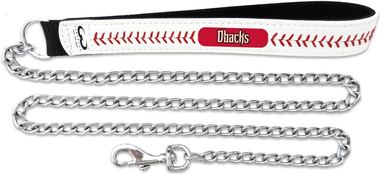 MLB Arizona Diamondbacks Baseball Leather Chain Leash, 3.5 mm