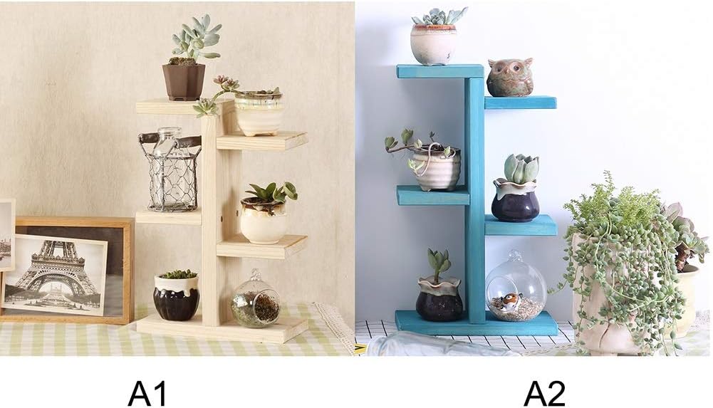 4-layer Plant Stand Succulent Rack Wooden Shelf Indoor Coffee Bar Flower Pot Shelf for Patios Porches Office Decor(E)